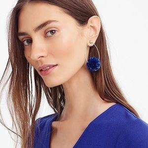 J. Crew Blue Raffia Pom-Pom Earrings